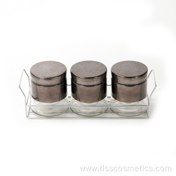 800ml black glass tank three piece storage tank set with shelf glass food airtight canister kitchen storage jar